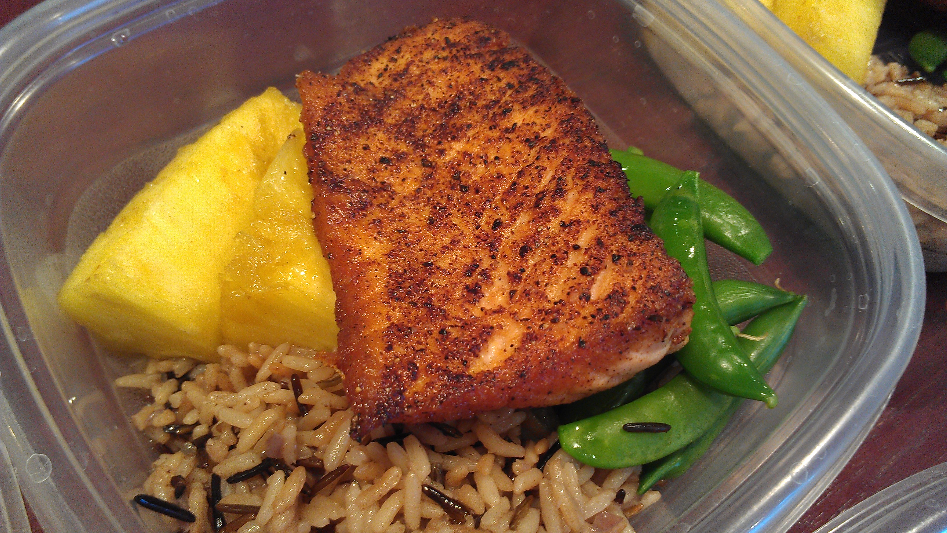 Salmon and glazed pineapple pic