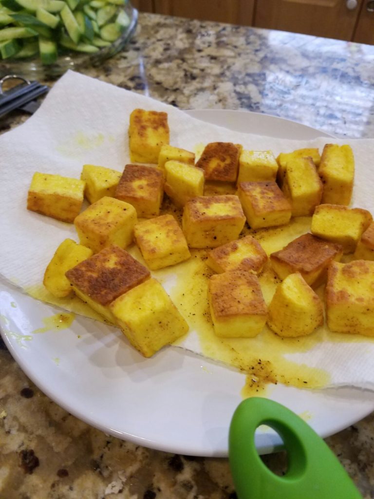 Fried tofu and tumeric